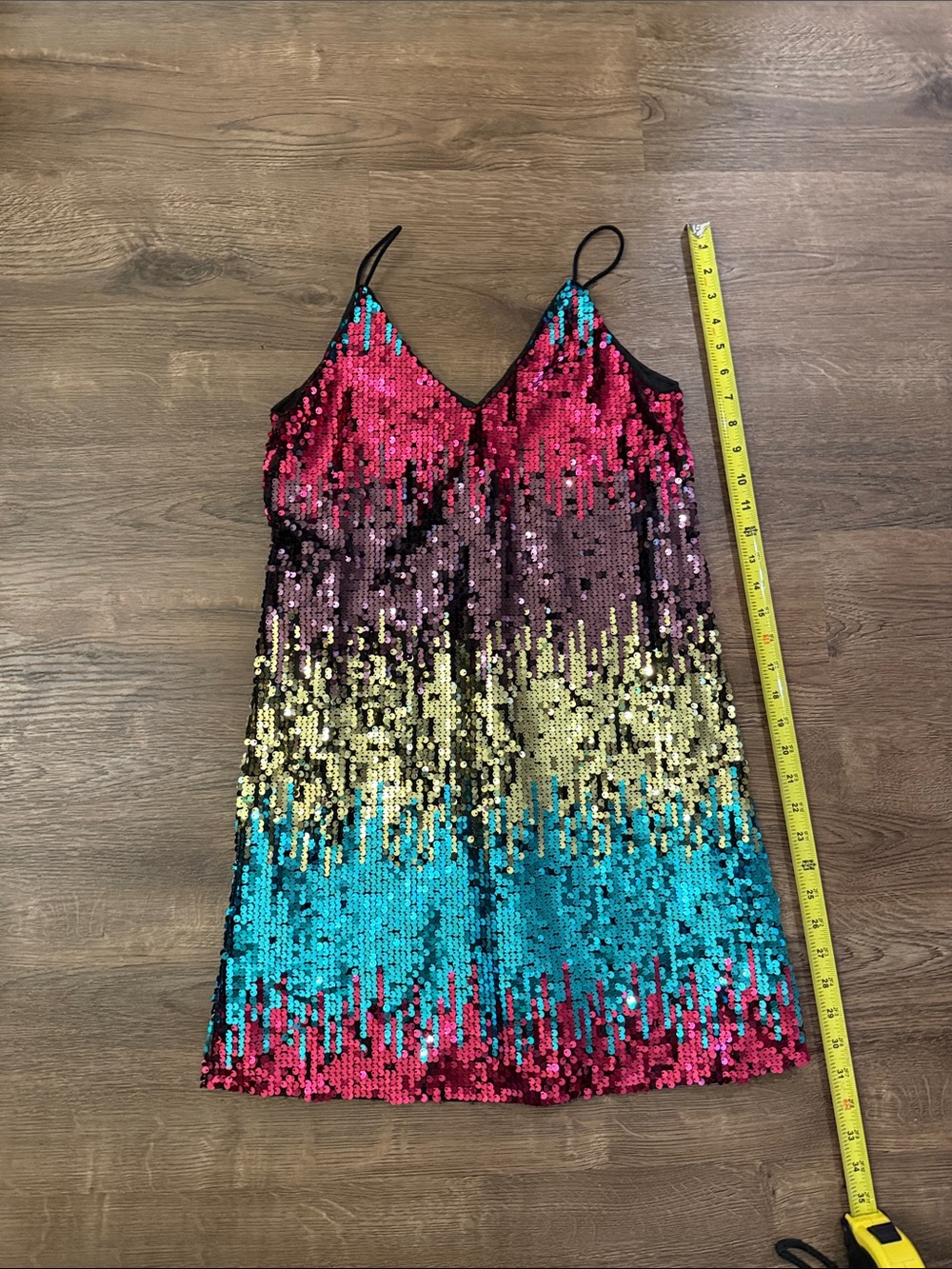 QUEEN OF SPARKLES Multicolor Sequin Slip Dress - Pink, Turquoise, Gold Size XS